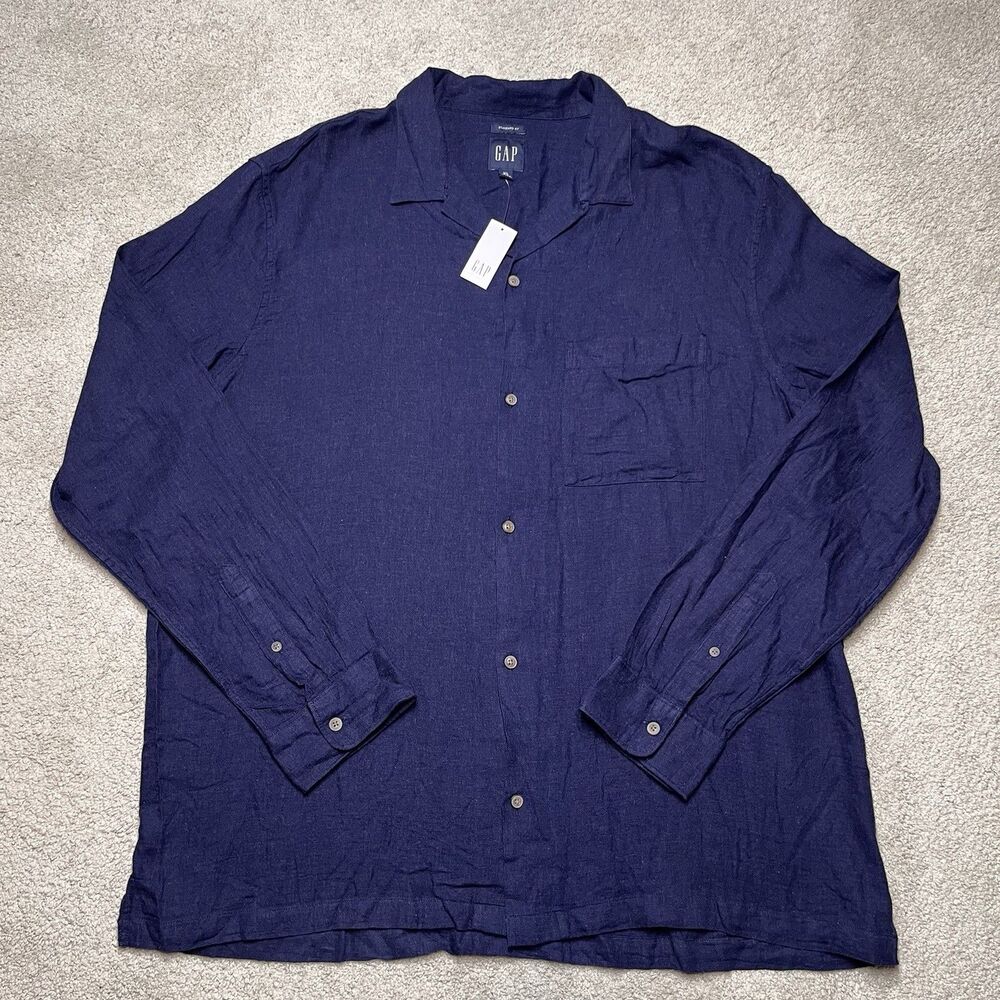 NWT GAP Button Down Shirt Mens XL Standard Fit Blue Oxford Long Sleeve Preppy